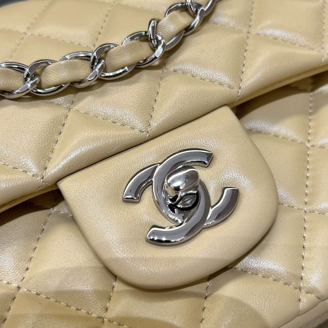 Chanel A01112 Flap Classic 11.12 Handbag Haas Lambskin & Gold-Tone Metal Apricot - Light Gold - View 15
