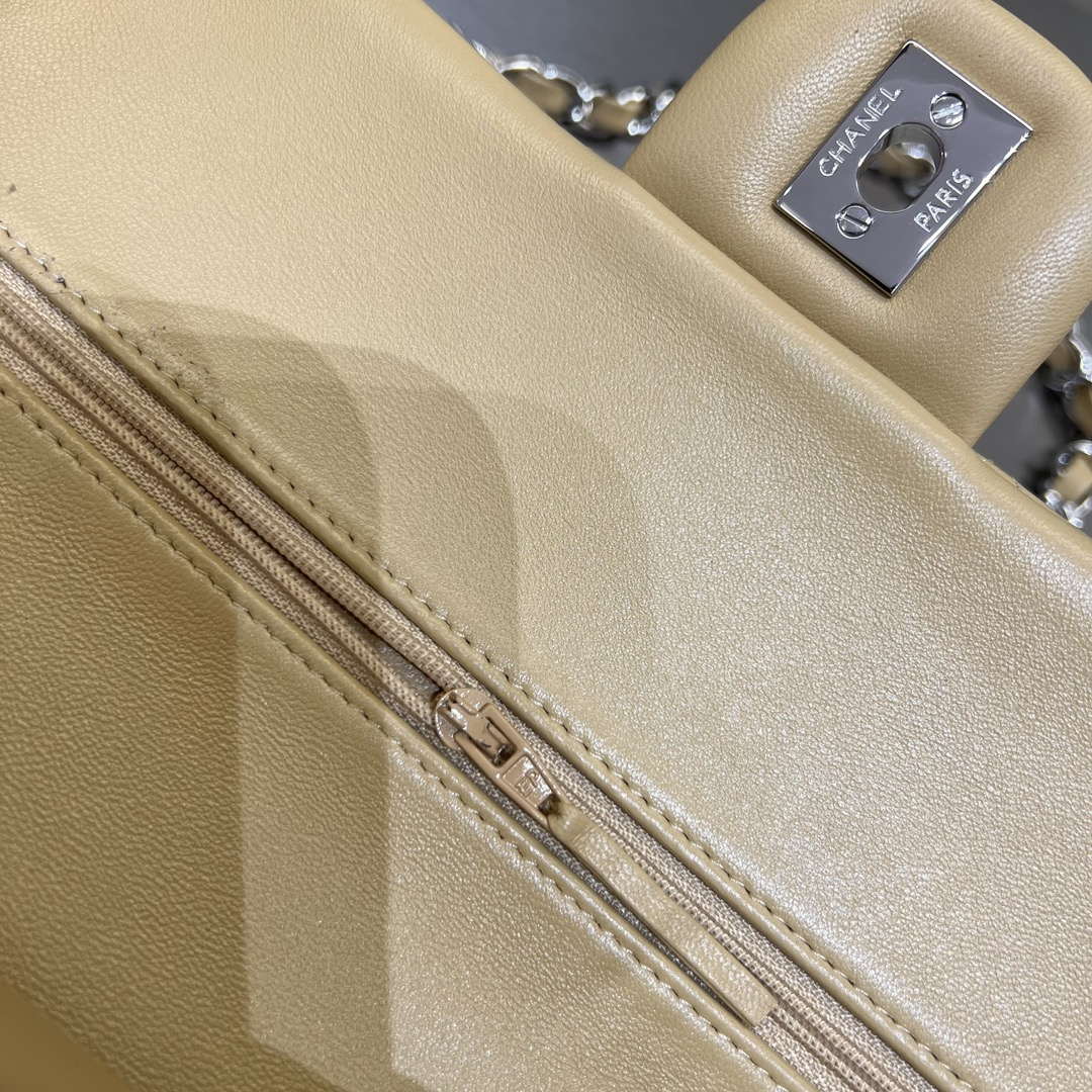 Chanel A01112 Flap Classic 11.12 Handbag Haas Lambskin & Gold-Tone Metal Apricot
