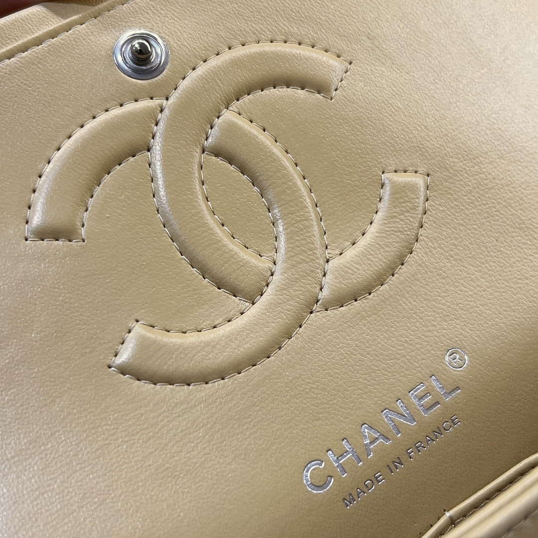 Chanel A01112 Flap Classic 11.12 Handbag Haas Lambskin & Gold-Tone Metal Apricot