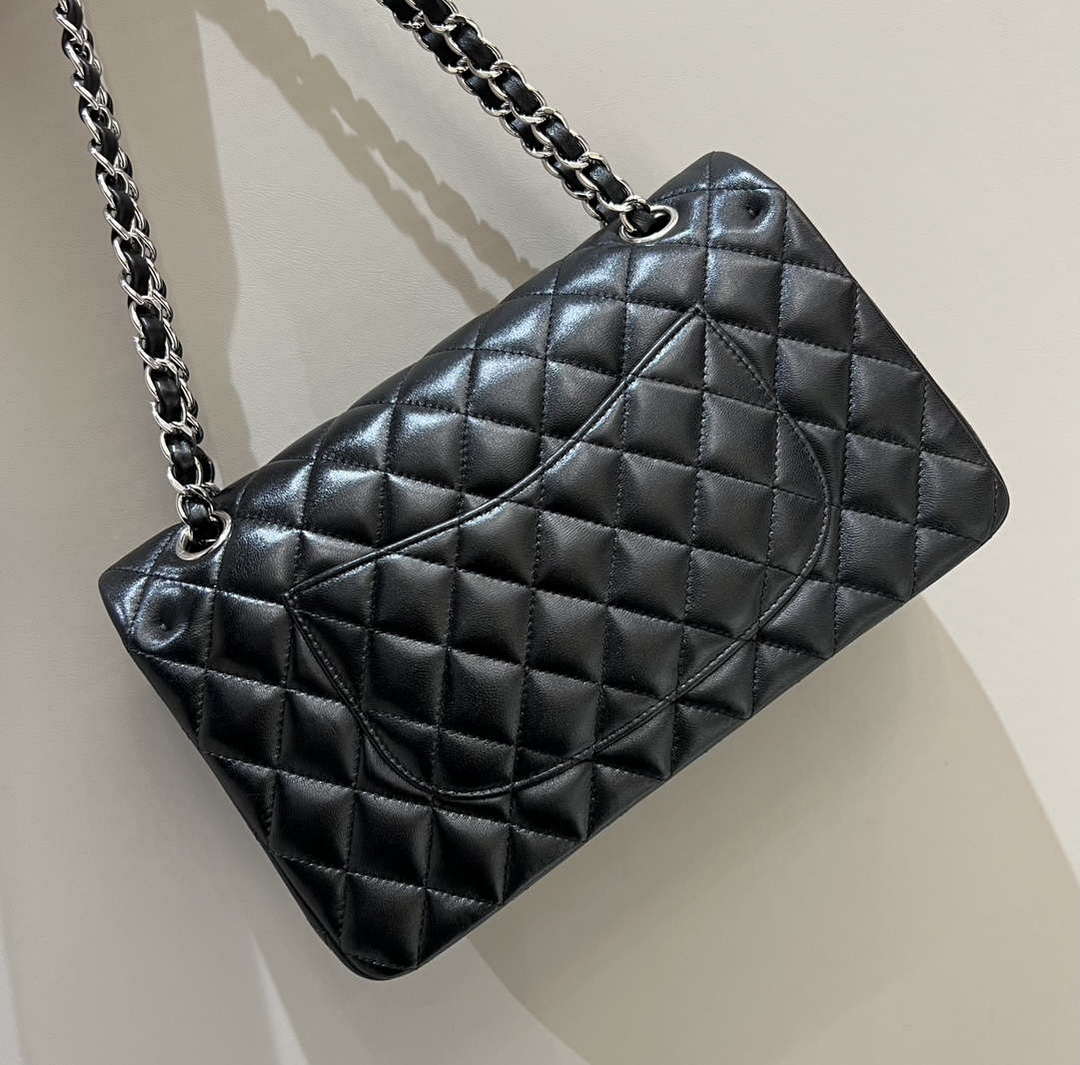 Chanel A01112 Flap Classic 11.12 Handbag Haas Lambskin & Gold-Tone Metal Black