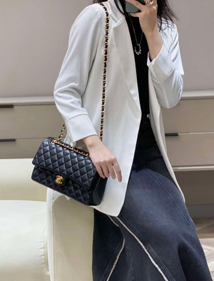 Chanel A01112 Flap Classic 11.12 Handbag Haas Lambskin & Gold-Tone Metal Black - Light Gold - View 2