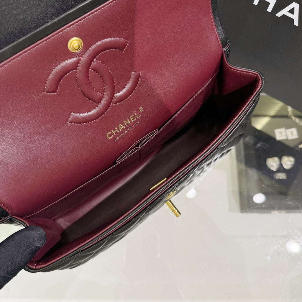 Chanel A01112 Flap Classic 11.12 Handbag Haas Lambskin & Gold-Tone Metal Black