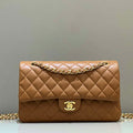 Chanel A01112 Flap Classic 11.12 Handbag Haas Lambskin & Gold-Tone Metal Caramel