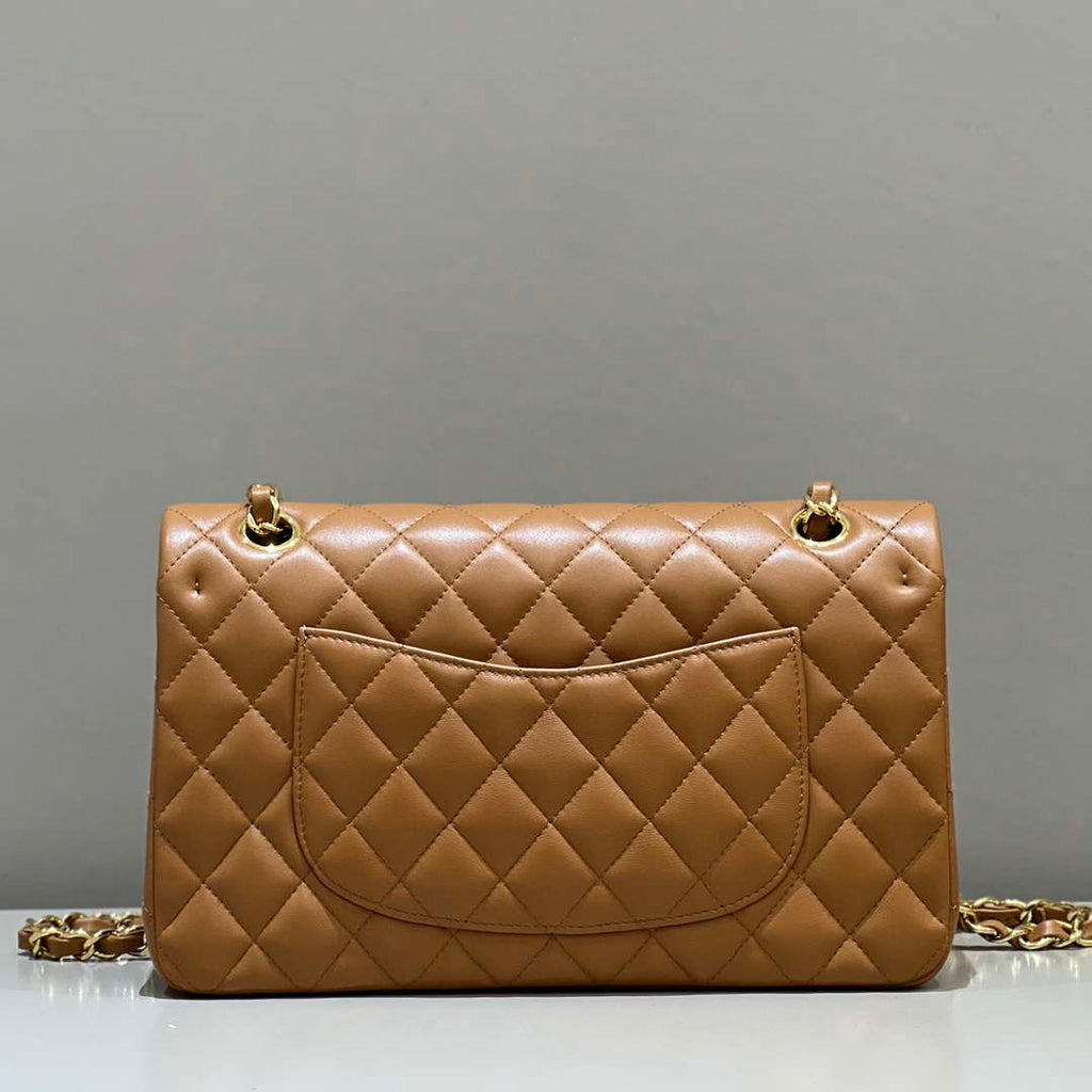 Chanel A01112 Flap Classic 11.12 Handbag Haas Lambskin & Gold-Tone Metal Caramel