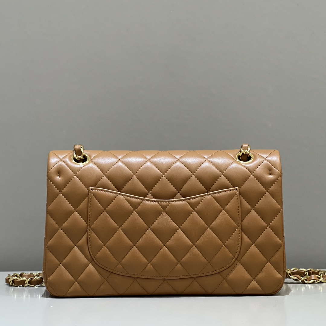Chanel A01112 Flap Classic 11.12 Handbag Haas Lambskin & Gold-Tone Metal Caramel - Light Gold - View 2