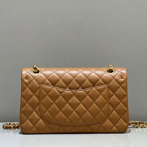 Chanel A01112 Flap Classic 11.12 Handbag Haas Lambskin & Gold-Tone Metal Caramel - Light Gold - View 2