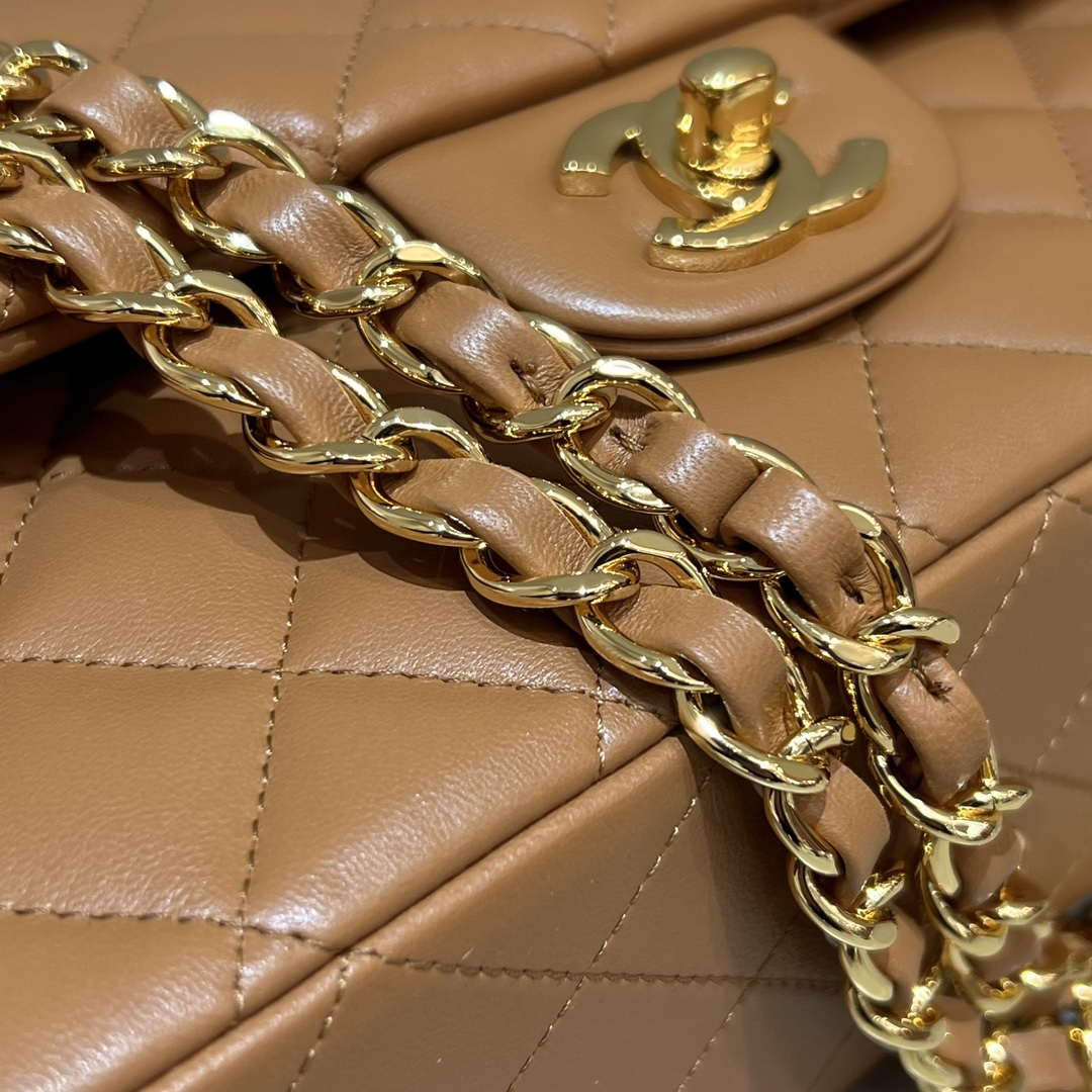 Chanel A01112 Flap Classic 11.12 Handbag Haas Lambskin & Gold-Tone Metal Caramel