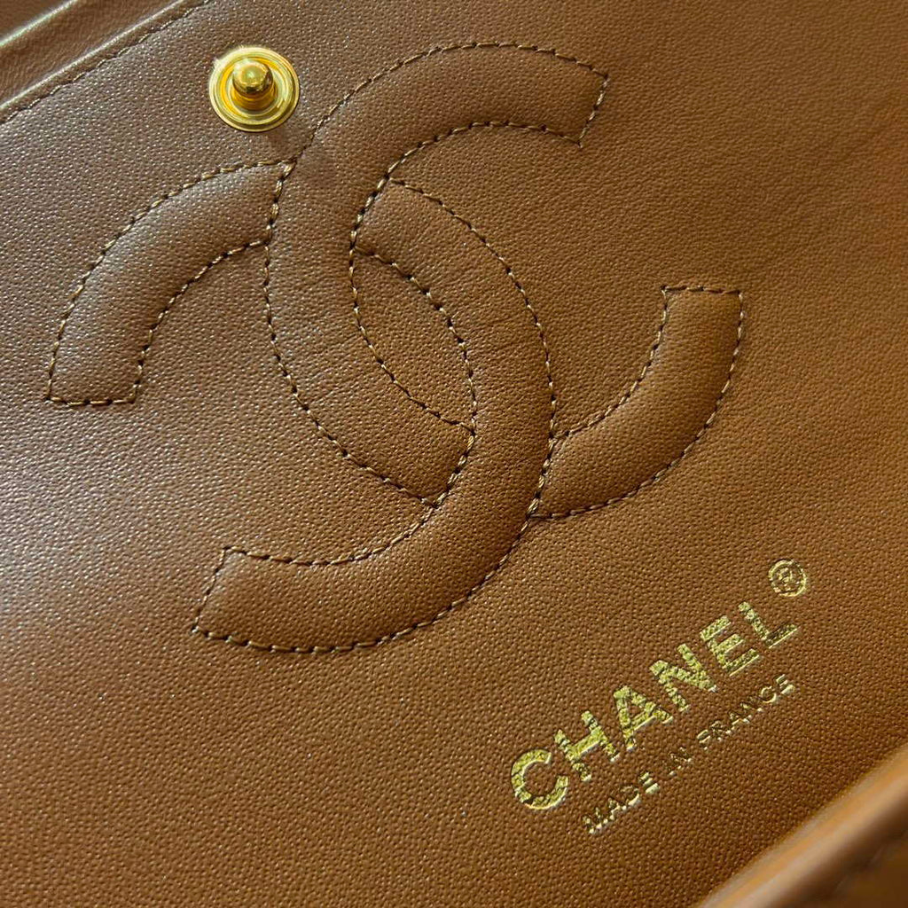 Chanel A01112 Flap Classic 11.12 Handbag Haas Lambskin & Gold-Tone Metal Caramel