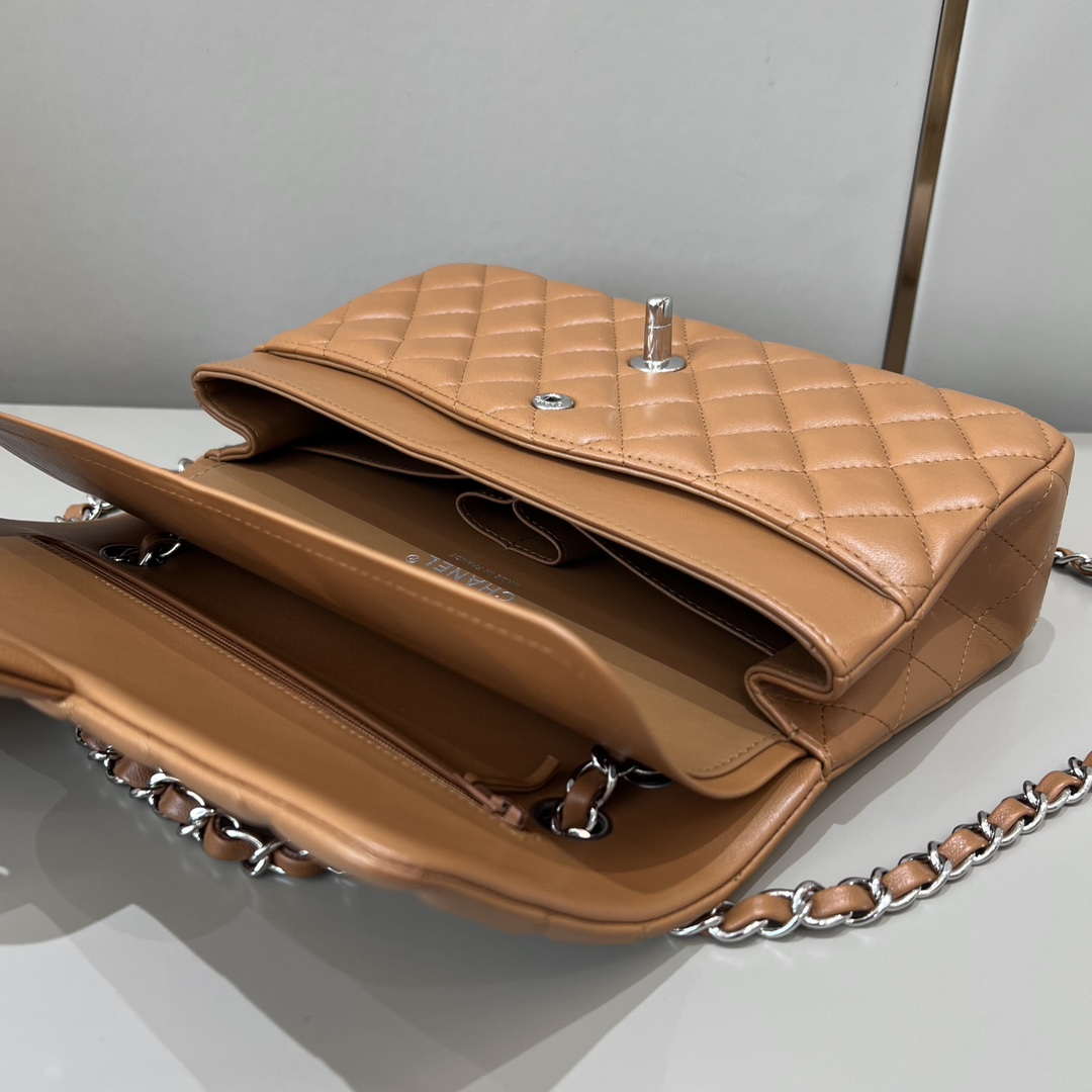 Chanel A01112 Flap Classic 11.12 Handbag Haas Lambskin & Gold-Tone Metal Caramel - Light Gold - View 13