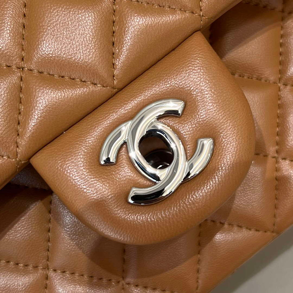 Chanel A01112 Flap Classic 11.12 Handbag Haas Lambskin & Gold-Tone Metal Caramel