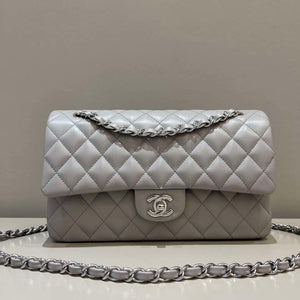 Chanel A01112 Flap Classic 11.12 Handbag Haas Lambskin & Gold-Tone Metal Light Gray - Light Gold - View 1