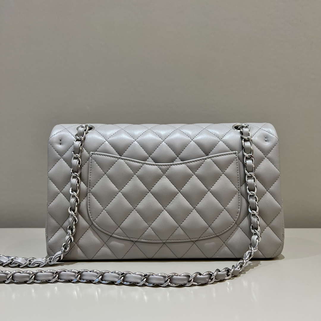 Chanel A01112 Flap Classic 11.12 Handbag Haas Lambskin & Gold-Tone Metal Light Gray - Light Gold - View 2