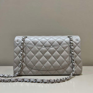 Chanel A01112 Flap Classic 11.12 Handbag Haas Lambskin & Gold-Tone Metal Light Gray - Light Gold - View 2