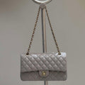 Chanel A01112 Flap Classic 11.12 Handbag Haas Lambskin & Gold-Tone Metal Light Gray