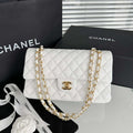 Chanel A01112 Flap Classic 11.12 Handbag Haas Lambskin & Gold-Tone Metal White - Light Gold - View 1