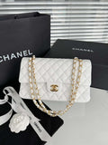 Chanel A01112 Flap Classic 11.12 Handbag Haas Lambskin & Gold-Tone Metal White