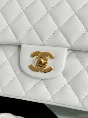 Chanel A01112 Flap Classic 11.12 Handbag Haas Lambskin & Gold-Tone Metal White - Light Gold - View 4