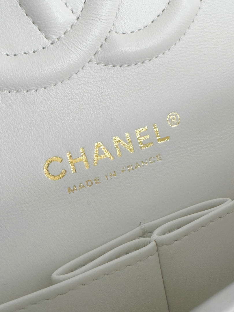 Chanel A01112 Flap Classic 11.12 Handbag Haas Lambskin & Gold-Tone Metal White