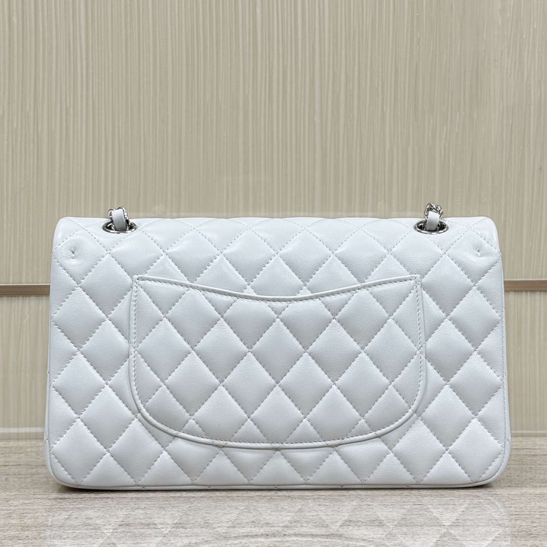 Chanel A01112 Flap Classic 11.12 Handbag Haas Lambskin & Gold-Tone Metal White