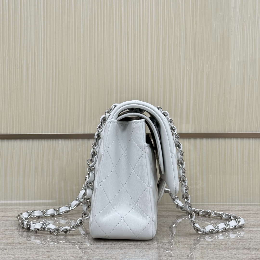 Chanel A01112 Flap Classic 11.12 Handbag Haas Lambskin & Gold-Tone Metal White