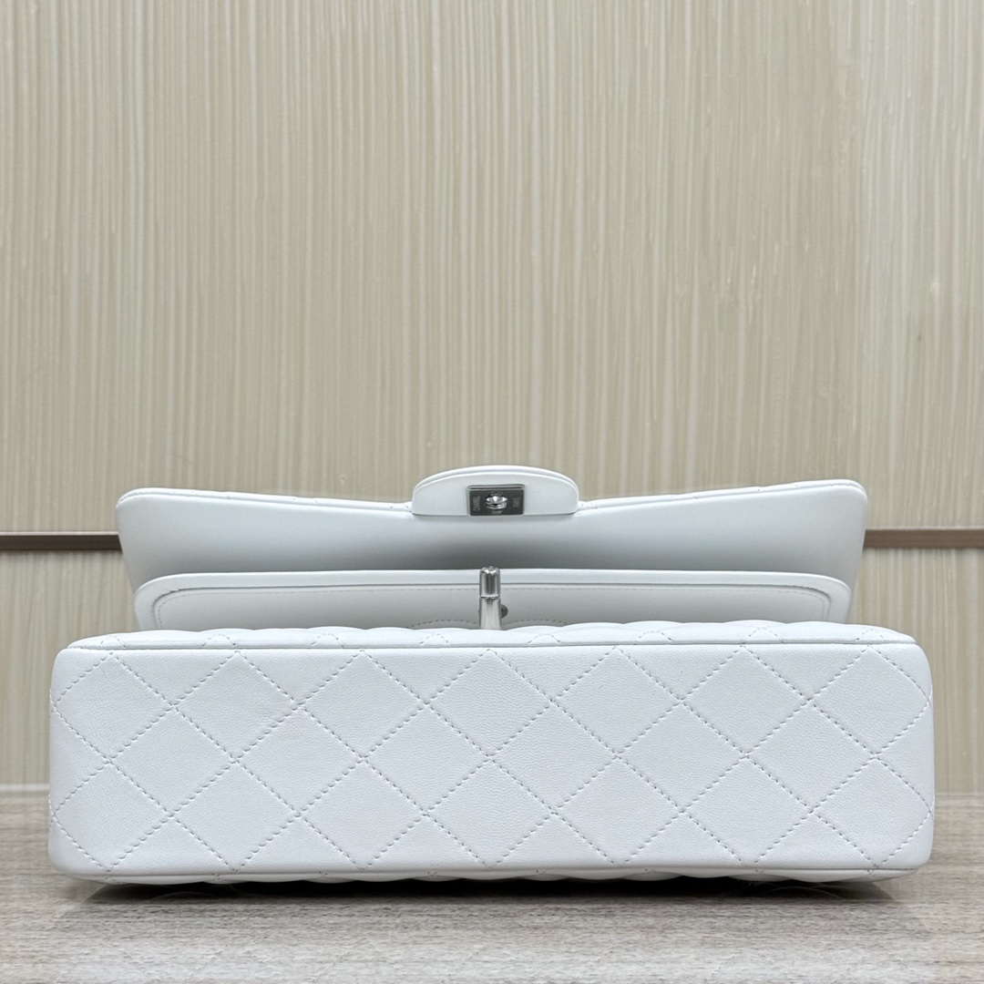 Chanel A01112 Flap Classic 11.12 Handbag Haas Lambskin & Gold-Tone Metal White - Light Gold - View 13