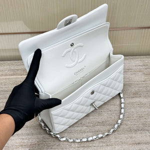 Chanel A01112 Flap Classic 11.12 Handbag Haas Lambskin & Gold-Tone Metal White - Light Gold - View 14