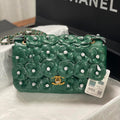 Chanel A01112 Flap Classic 11.12 Handbag Lambskin Camellia Series Green - Default Title - View 1