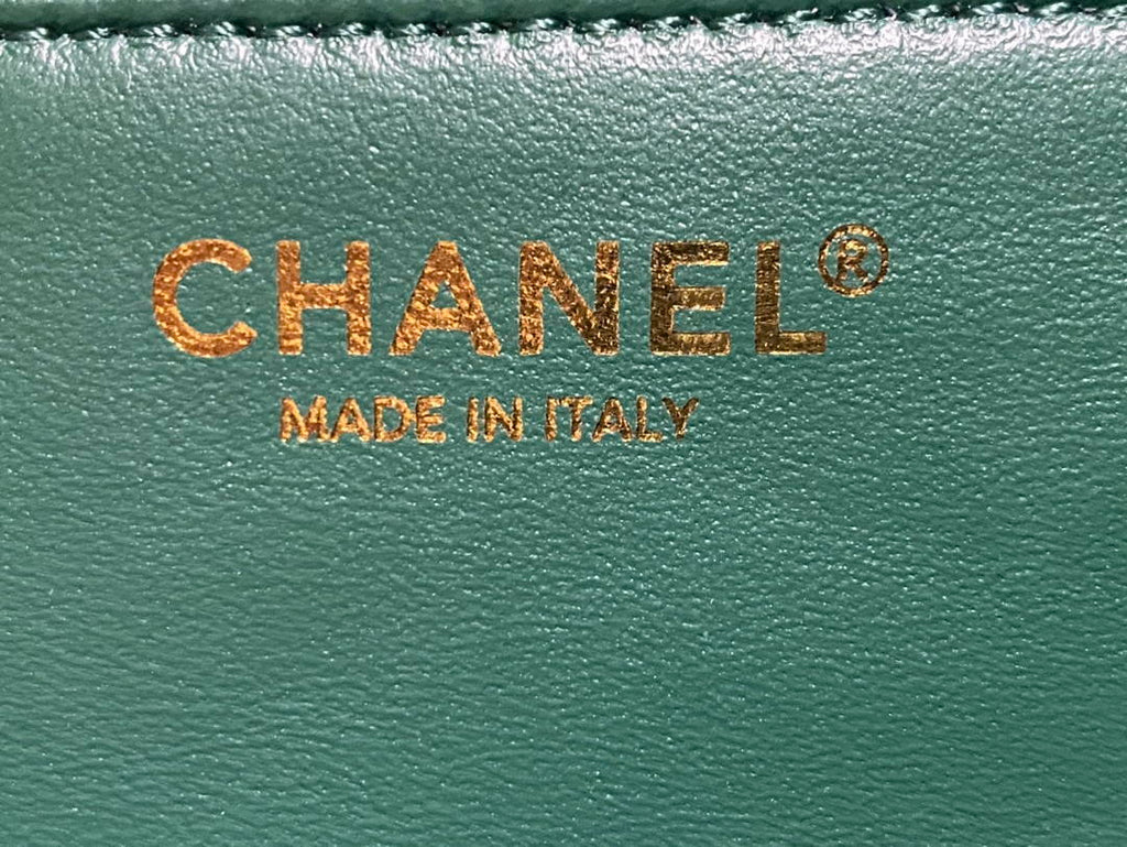 Chanel A01112 Flap Classic 11.12 Handbag Lambskin Camellia Series Green