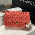 Chanel A01112 Flap Classic 11.12 Handbag Lambskin Camellia Series Rose Red - Default Title - View 1