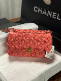 Chanel A01112 Flap Classic 11.12 Handbag Lambskin Camellia Series Rose Red
