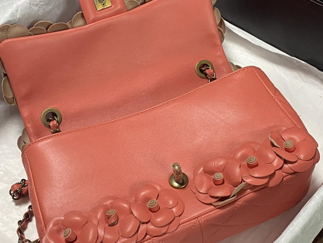 Chanel A01112 Flap Classic 11.12 Handbag Lambskin Camellia Series Rose Red - Default Title - View 6