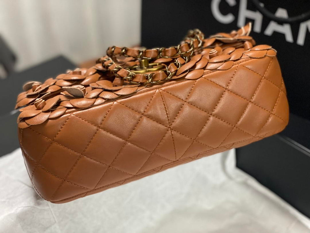 Chanel A01112 Flap Classic 11.12 Handbag Lambskin Camellia Series Brown