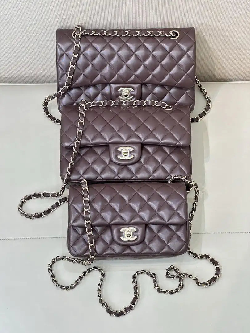Chanel A01112 Flap Classic 11.12 Handbag Lambskin Dark Red