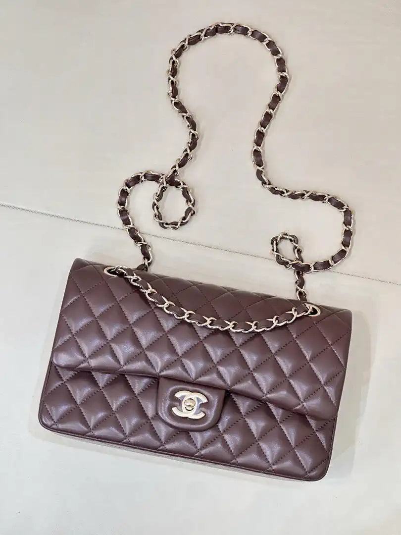 Chanel A01112 Flap Classic 11.12 Handbag Lambskin Dark Red