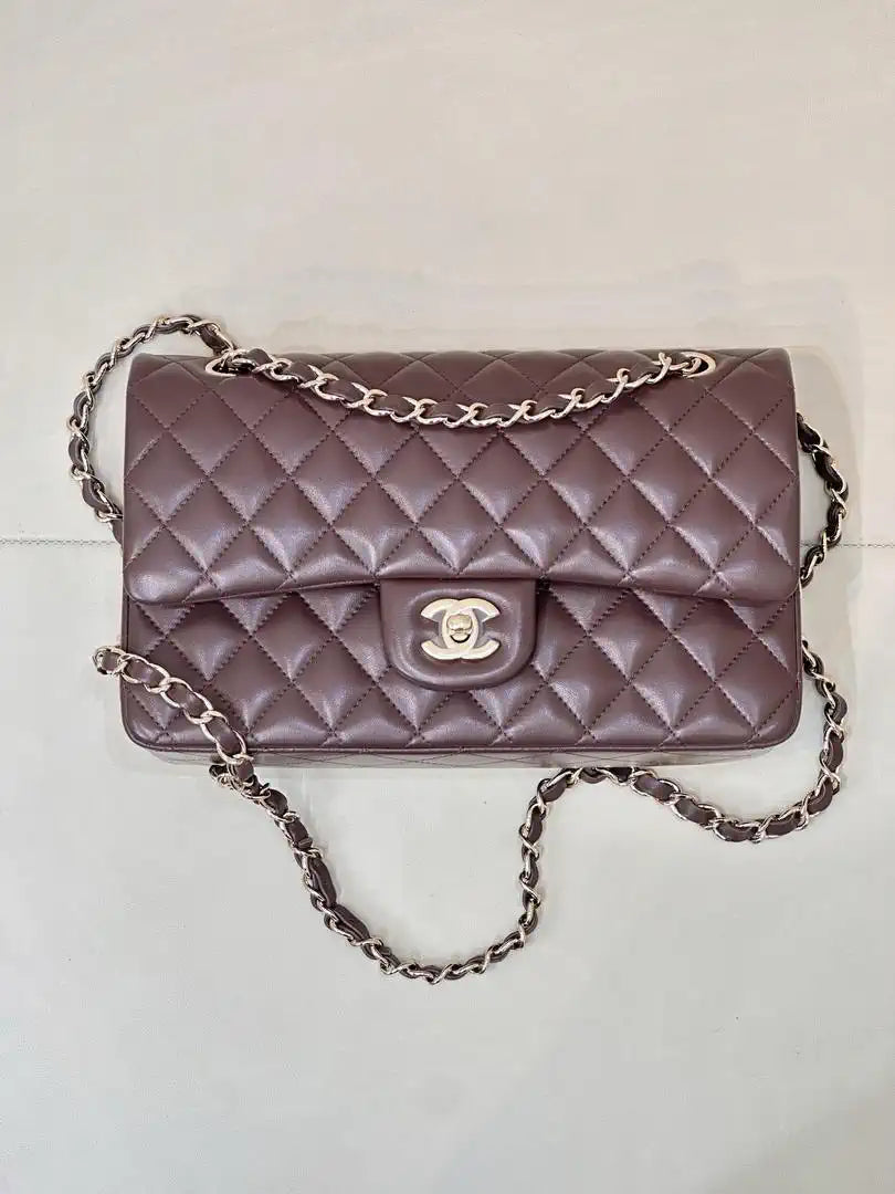 Chanel A01112 Flap Classic 11.12 Handbag Lambskin Dark Red
