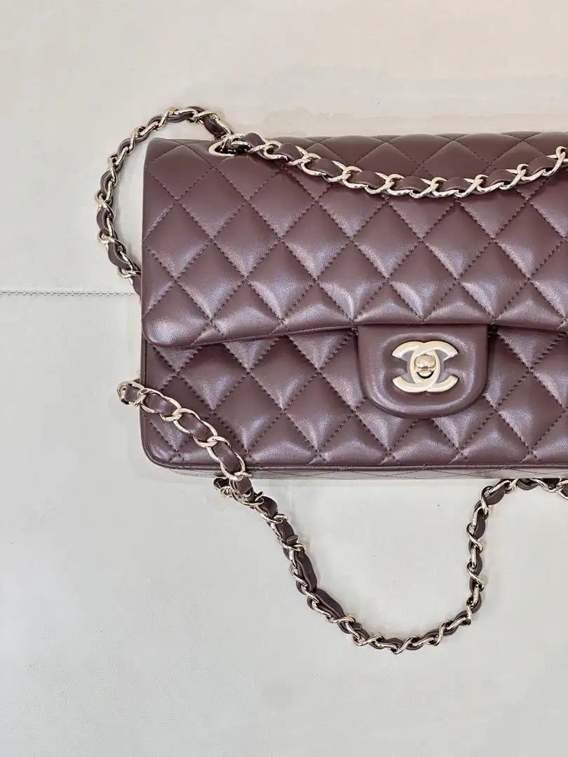 Chanel A01112 Flap Classic 11.12 Handbag Lambskin Dark Red