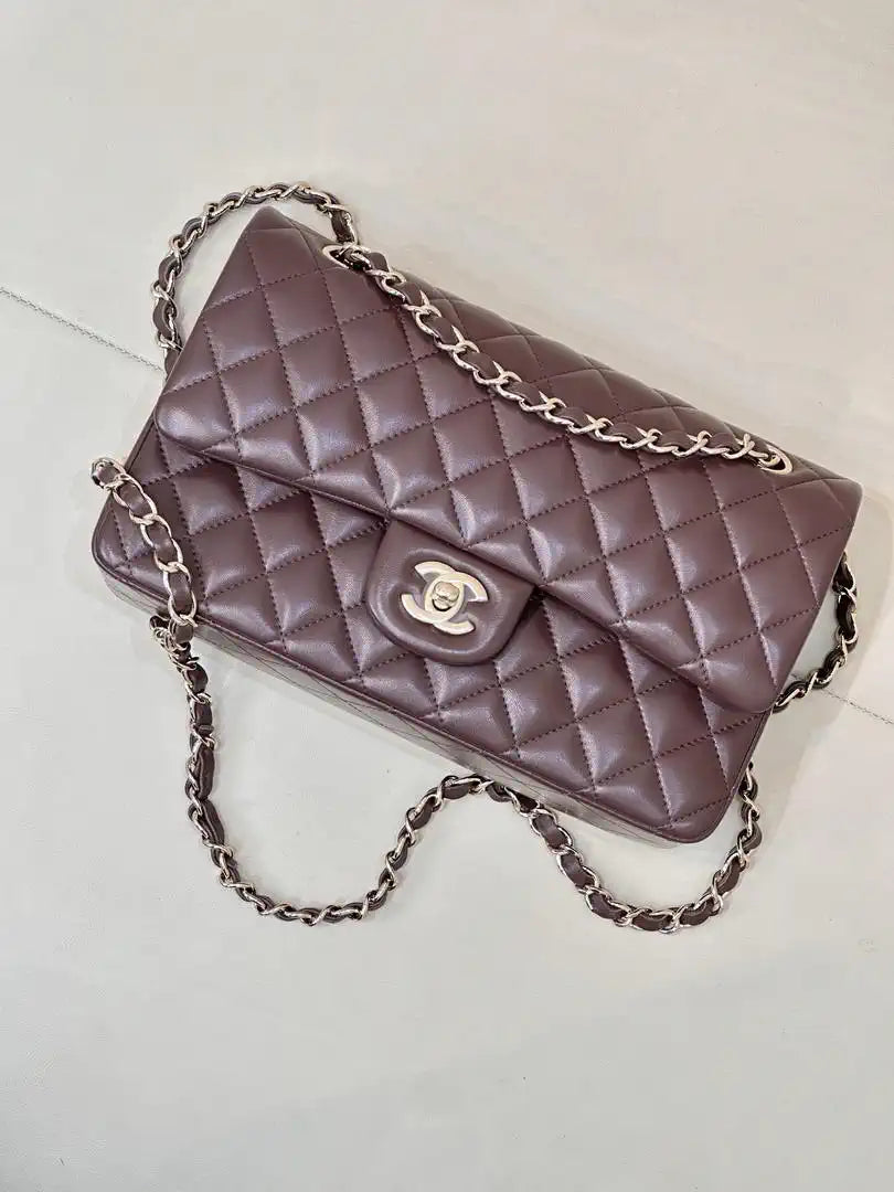 Chanel A01112 Flap Classic 11.12 Handbag Lambskin Dark Red
