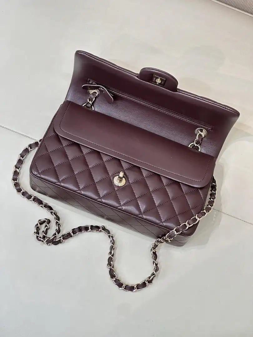 Chanel A01112 Flap Classic 11.12 Handbag Lambskin Dark Red