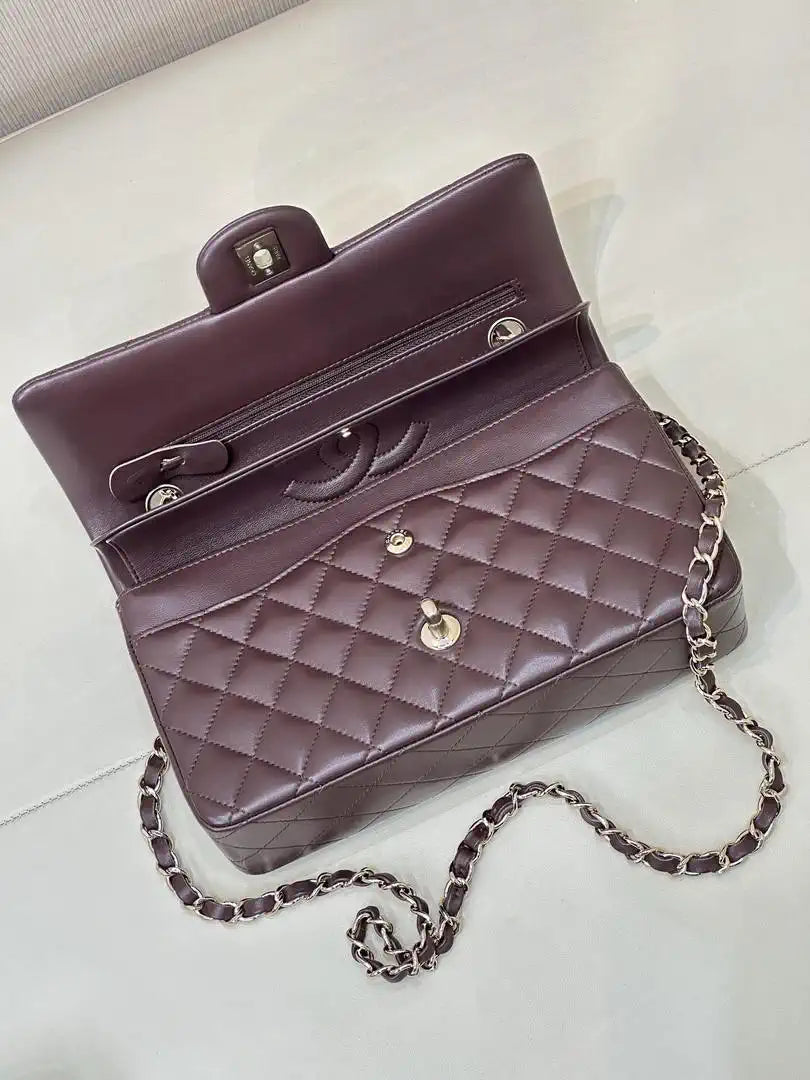 Chanel A01112 Flap Classic 11.12 Handbag Lambskin Dark Red