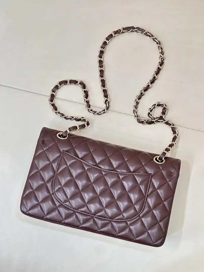 Chanel A01112 Flap Classic 11.12 Handbag Lambskin Dark Red