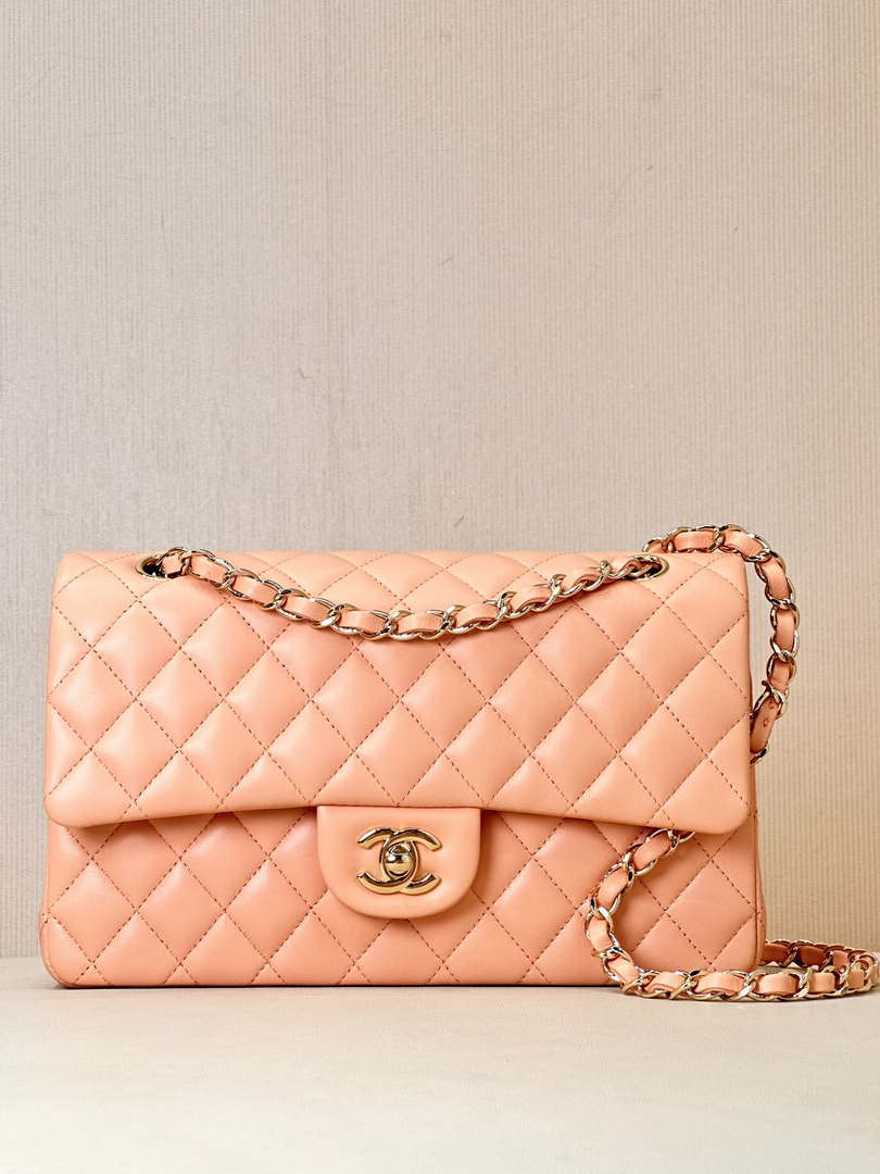 Chanel A01112 Flap Classic 11.12 Handbag Lambskin & Gold-Tone Metal Orange