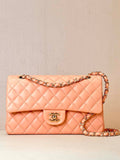 Chanel A01112 Flap Classic 11.12 Handbag Lambskin & Gold-Tone Metal Orange