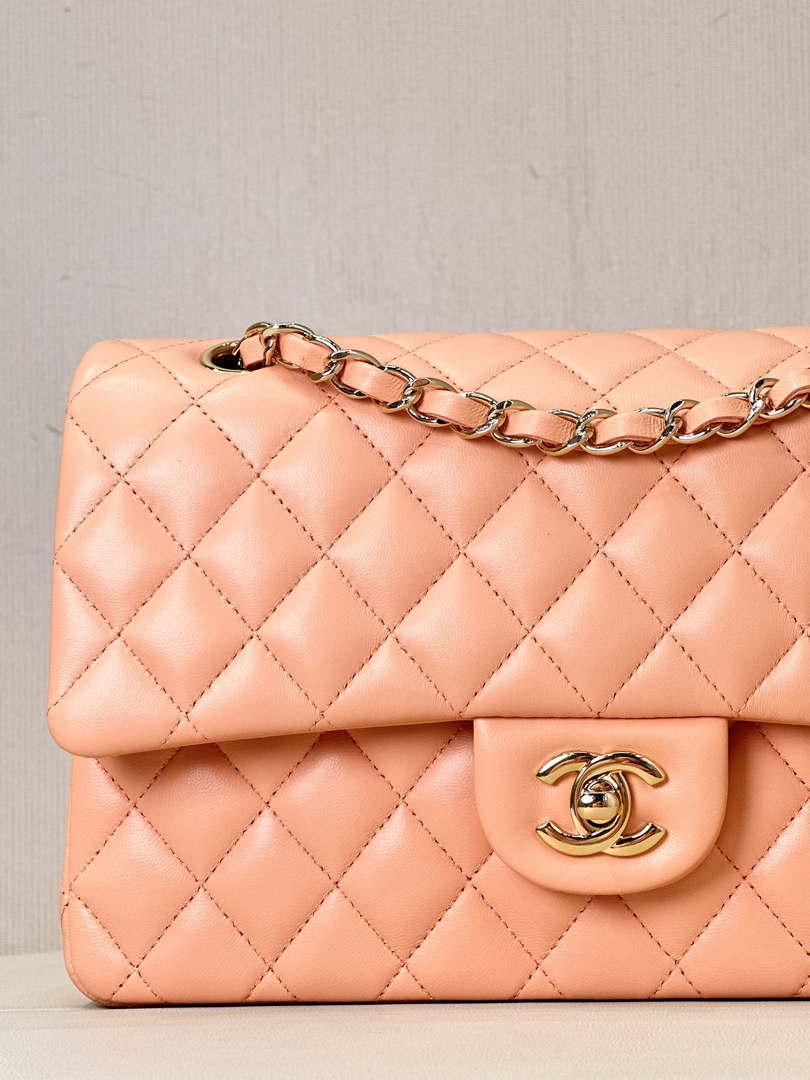 Chanel A01112 Flap Classic 11.12 Handbag Lambskin & Gold-Tone Metal Orange - Default Title - View 3