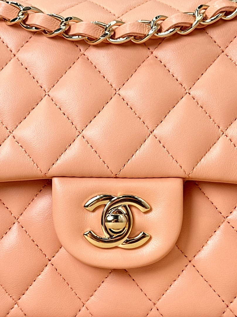 Chanel A01112 Flap Classic 11.12 Handbag Lambskin & Gold-Tone Metal Orange