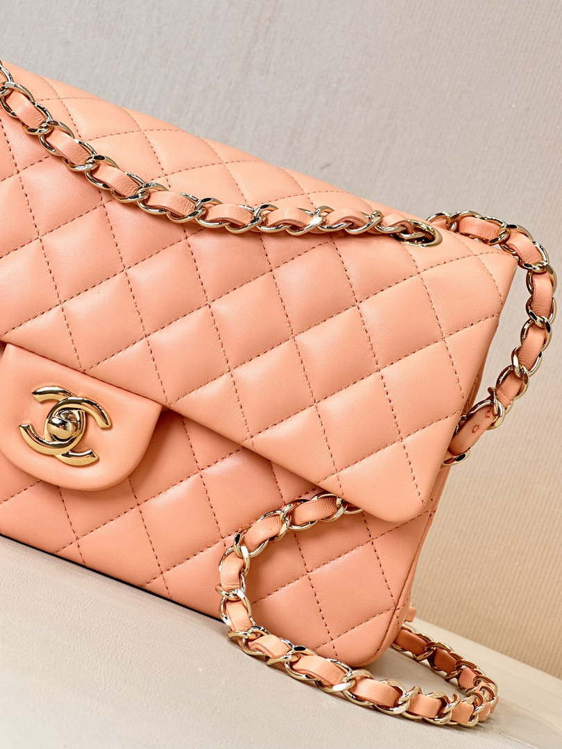 Chanel A01112 Flap Classic 11.12 Handbag Lambskin & Gold-Tone Metal Orange - Default Title - View 5