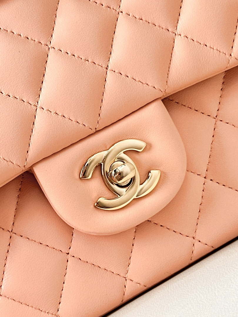 Chanel A01112 Flap Classic 11.12 Handbag Lambskin & Gold-Tone Metal Orange