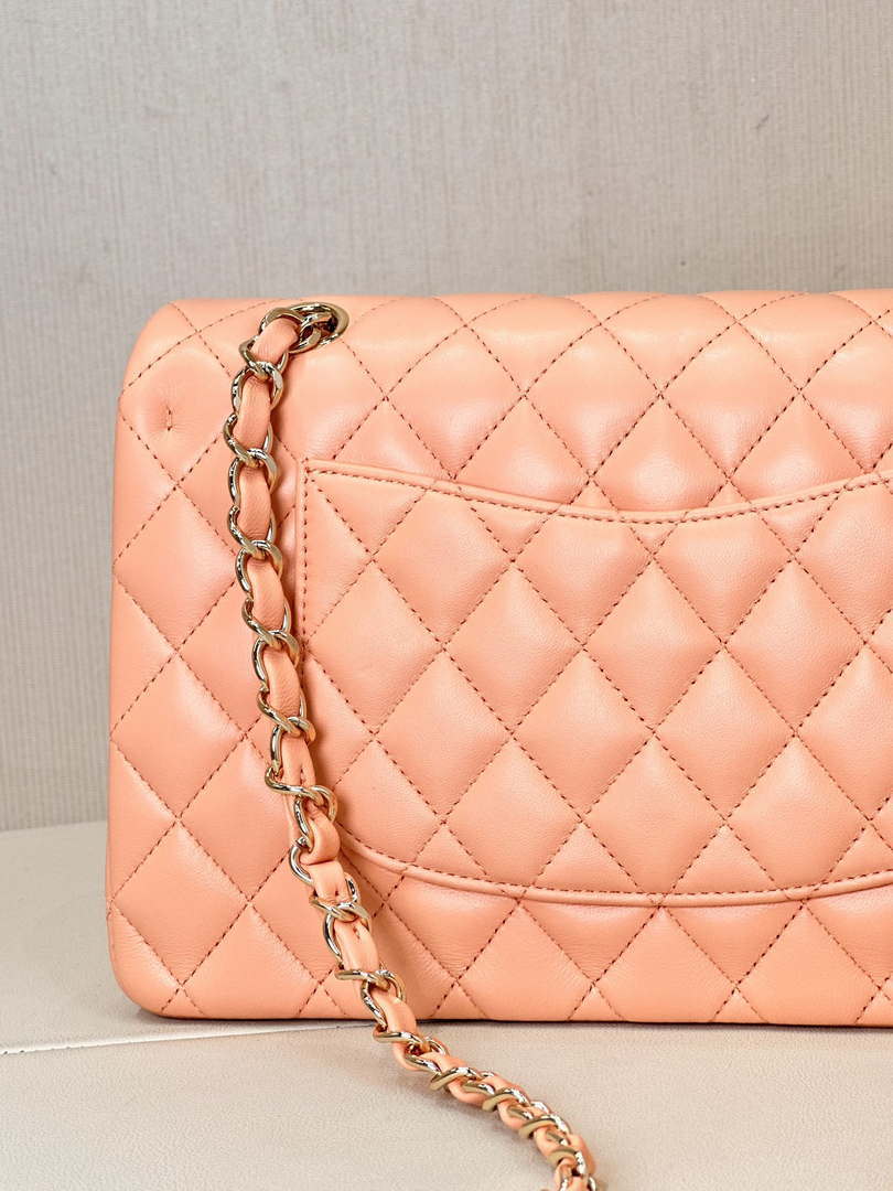 Chanel A01112 Flap Classic 11.12 Handbag Lambskin & Gold-Tone Metal Orange