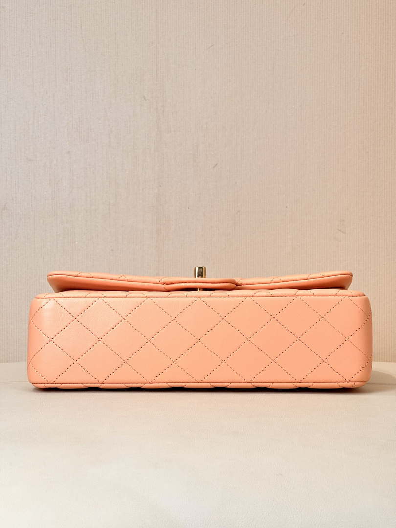 Chanel A01112 Flap Classic 11.12 Handbag Lambskin & Gold-Tone Metal Orange