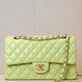 Chanel A01112 Flap Classic 11.12 Handbag Lambskin & Gold-Tone Metal Light Green - Default Title - View 1