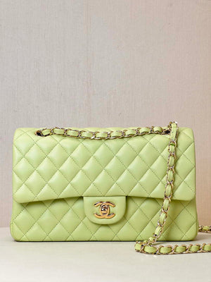 Chanel A01112 Flap Classic 11.12 Handbag Lambskin & Gold-Tone Metal Light Green - Default Title - View 1
